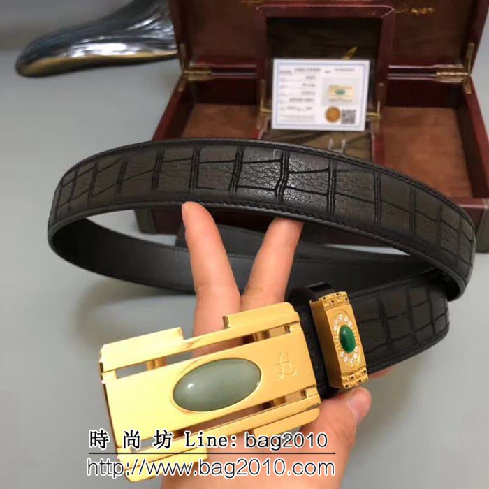 愛馬仕HERMES 印度東陵玉系列 南非野生鹿皮 印度優質東陵玉石鋼扣高端男士皮帶 HHG1826